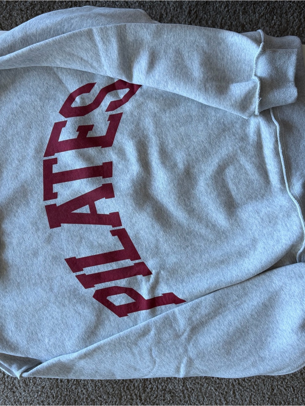 BUCKETLIST Gray Crewneck Sweatshirt with Maroon Lettering